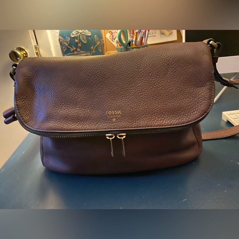 Fossil Preston brown leather bag